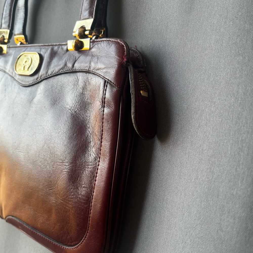 Vintage Etieene Aigner Oxblood Red Leather Handbag - Picture 4 of 11
